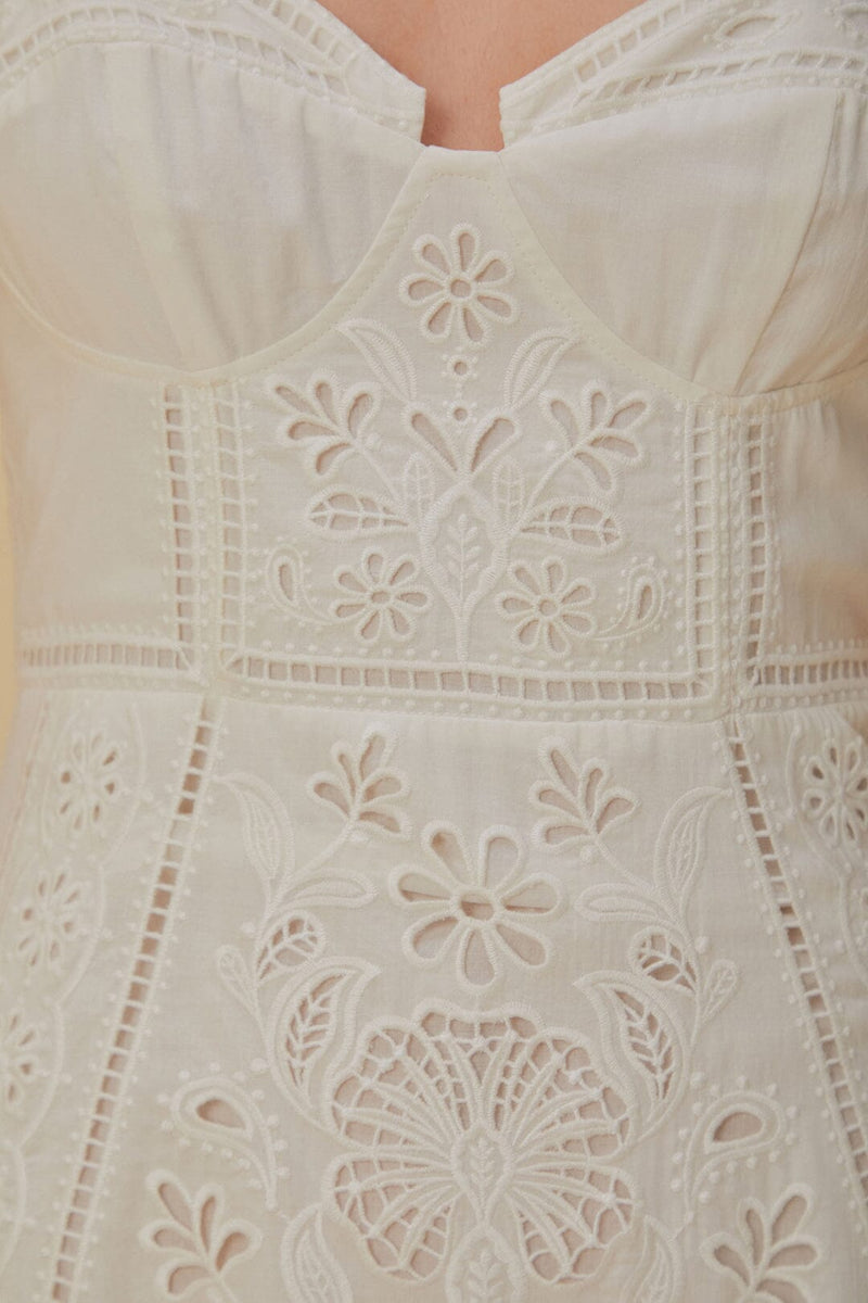 White Richelieu Sleeveless Maxi Dress