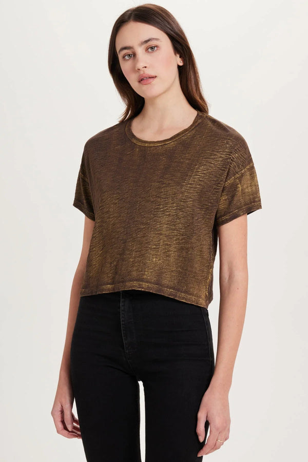 Metallic Sparkle Crop Tee