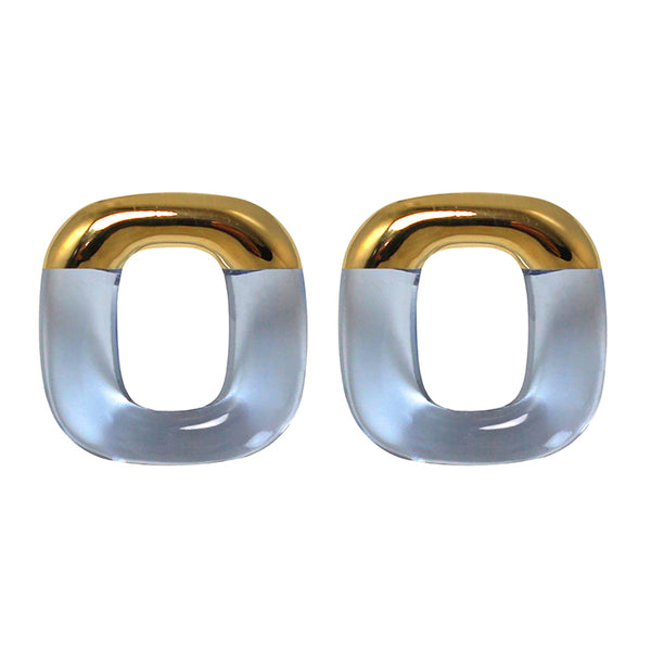 Gold Section Square Translucent Earring