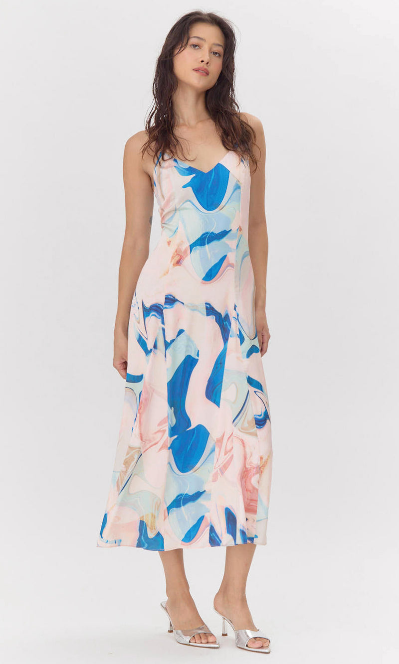 Sophia Watercolor Satin Dress