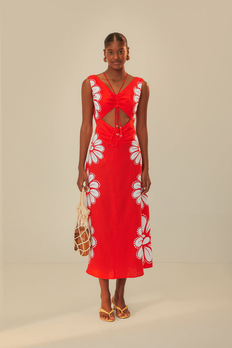 Anika Shell Red Midi Dress