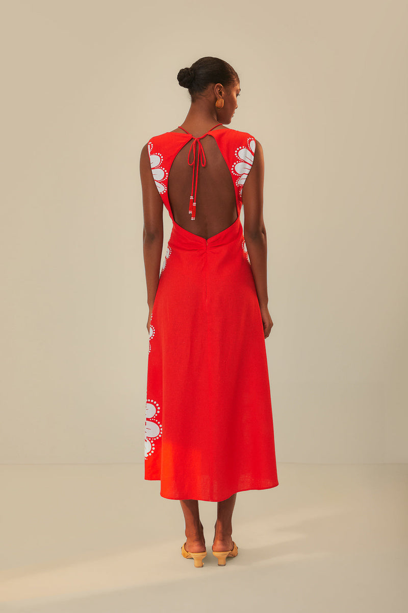 Anika Shell Red Midi Dress