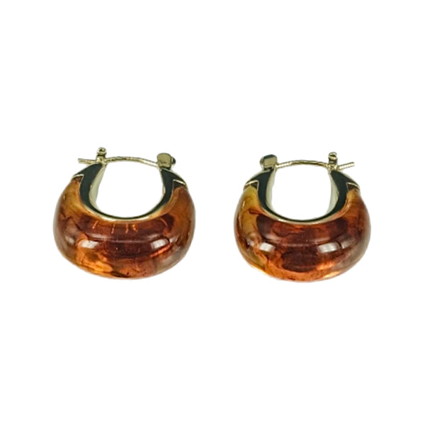 Tortoise Shell Resin and Gold Earrings