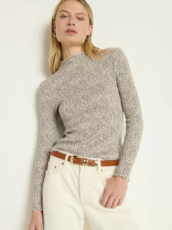 Brenna Mock Neck Top in Pebble