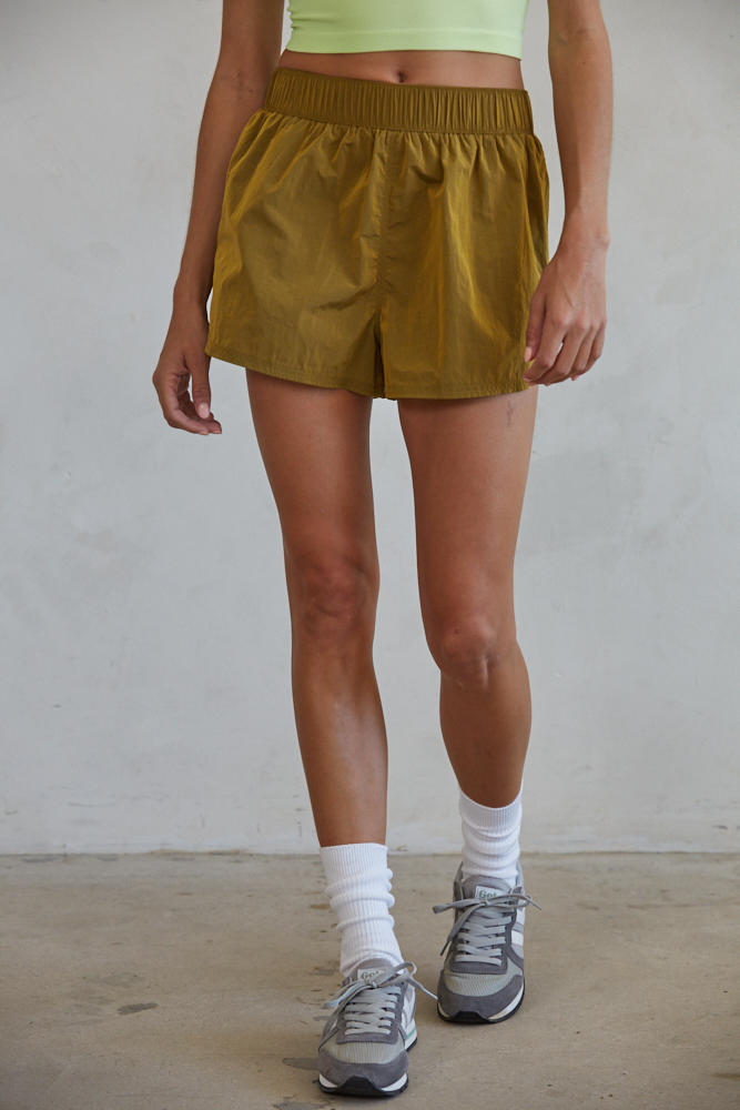 Olive Iradescent Shorts