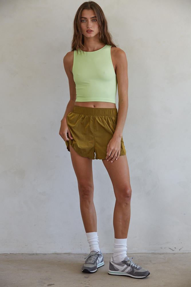 Olive Iradescent Shorts