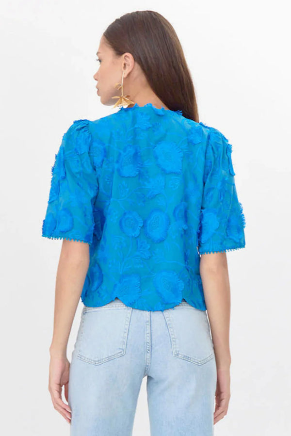 Darby 3D Embriodered Scalloped Hem Blouse