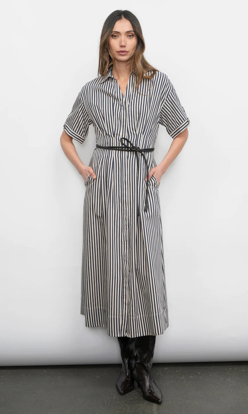 Vanisa Striped Midi Shirt Dress