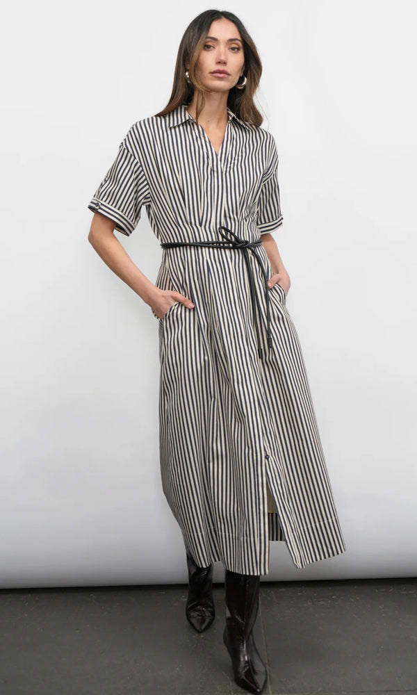 Vanisa Striped Midi Shirt Dress