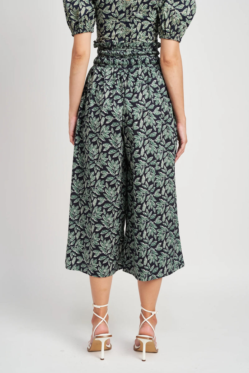 High Waist Shirred Wide Pants