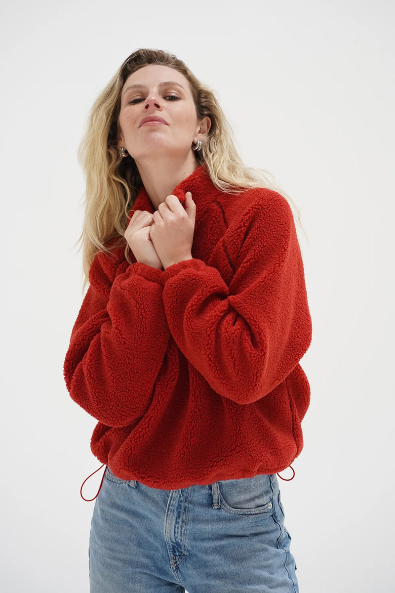 Bristol Sherpa Half Zip in Cayenne