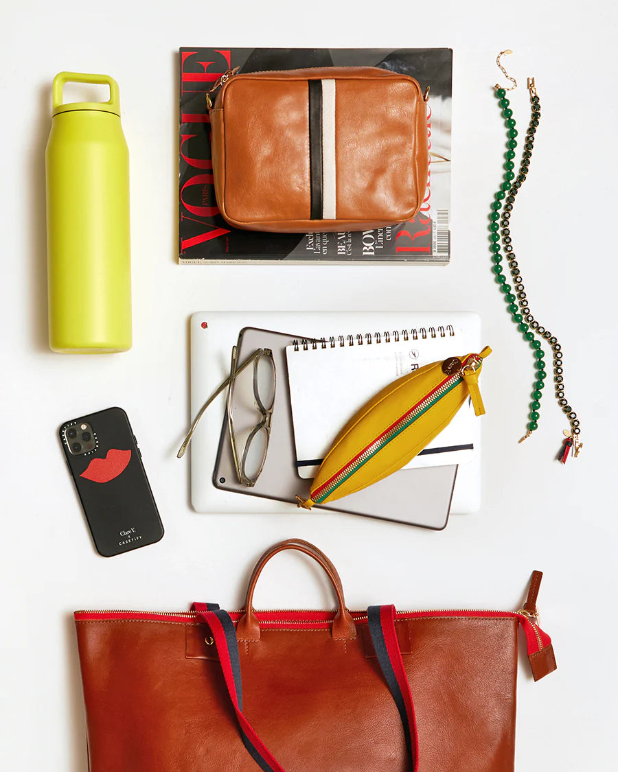Le Zip Sac With Webbing in Croco Cuoio – Style Collectif