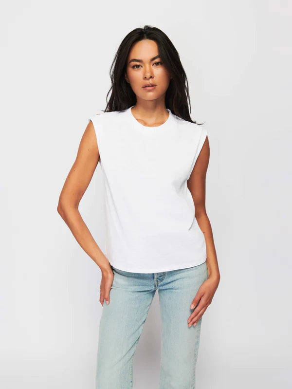 Marina Muscle Tee with Shoulder - Optic White