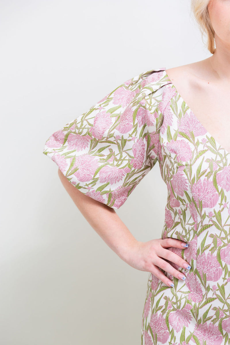 Myra Jacquard Puff Sleeve Mini Dress