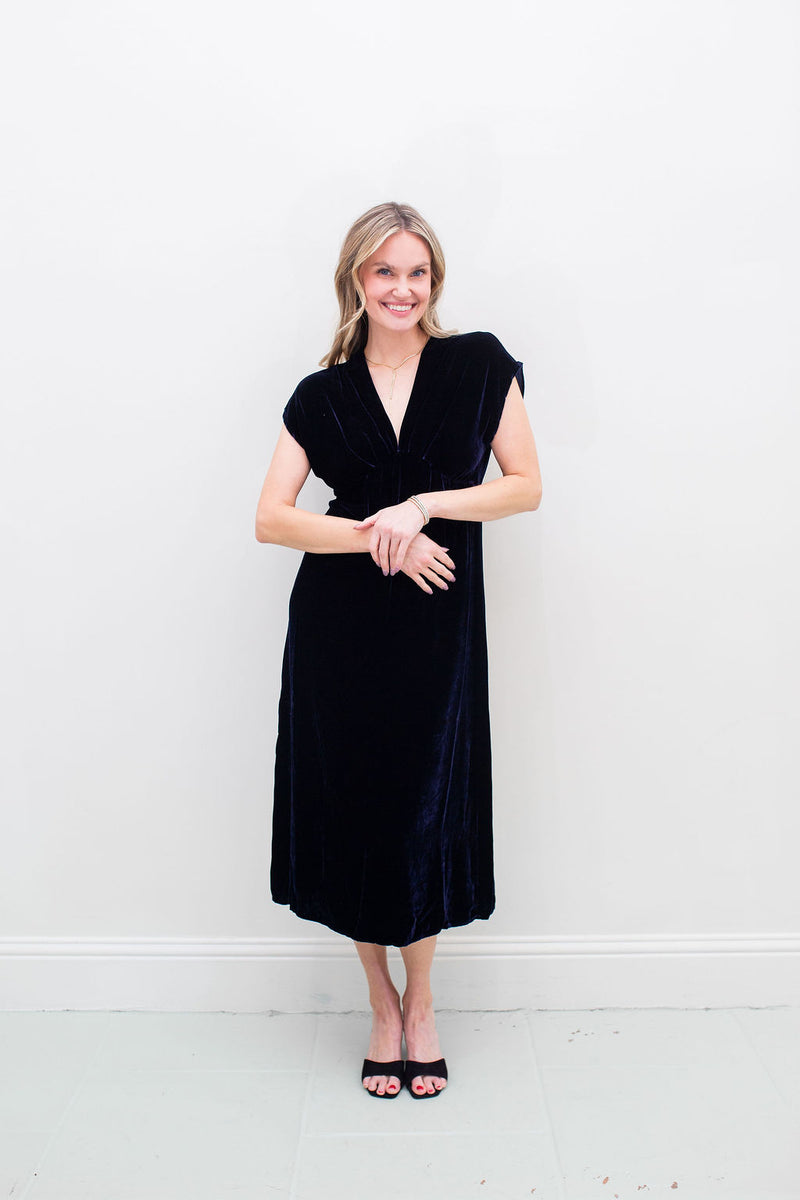 Marine Navy Velvet Dress