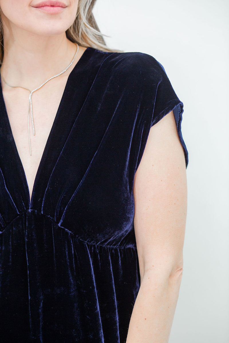 Marine Navy Velvet Dress