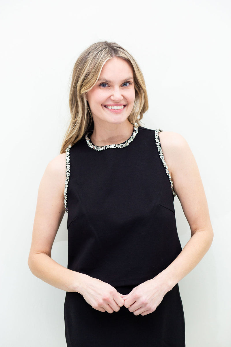 Meghan Crystal Trim Top