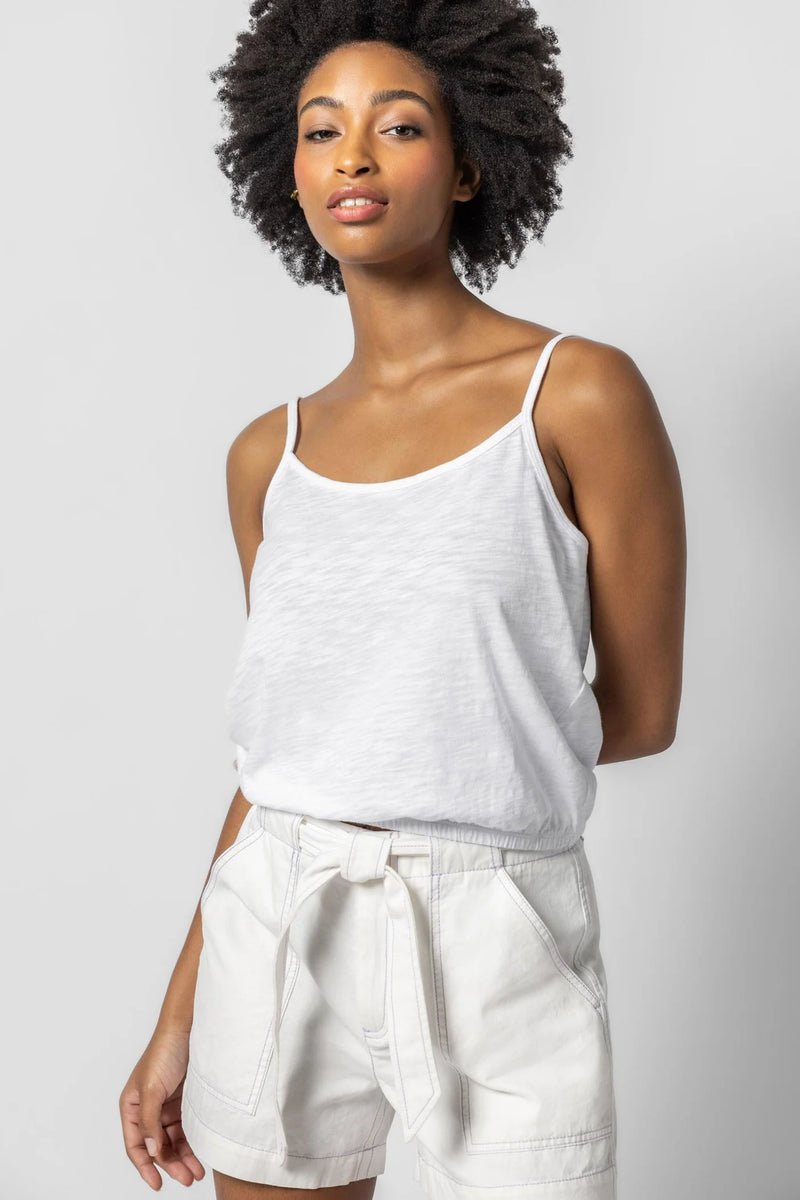 Elastic Hem Camisole in White