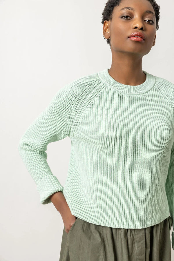 Zip Back Raglan Sweater: Pistachio