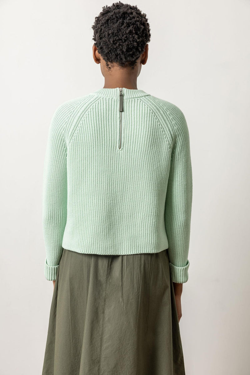 Zip Back Raglan Sweater: Pistachio