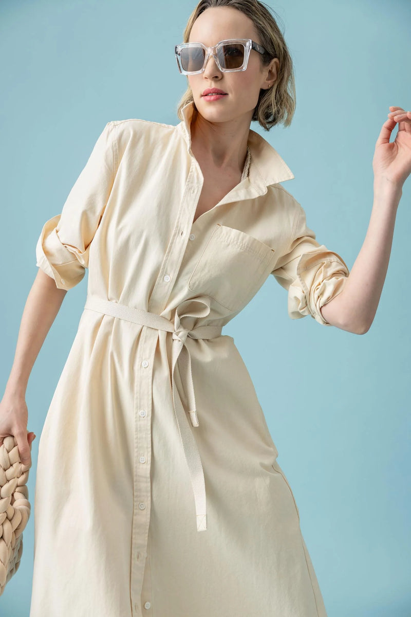 Maxi Shirt Dress: Alabaster