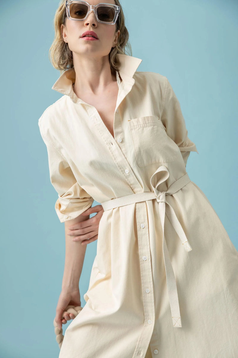 Maxi Shirt Dress: Alabaster