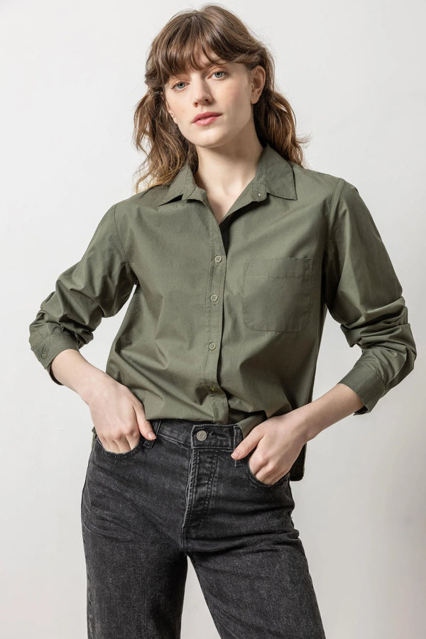 Easy Poplin Button Down: Kale