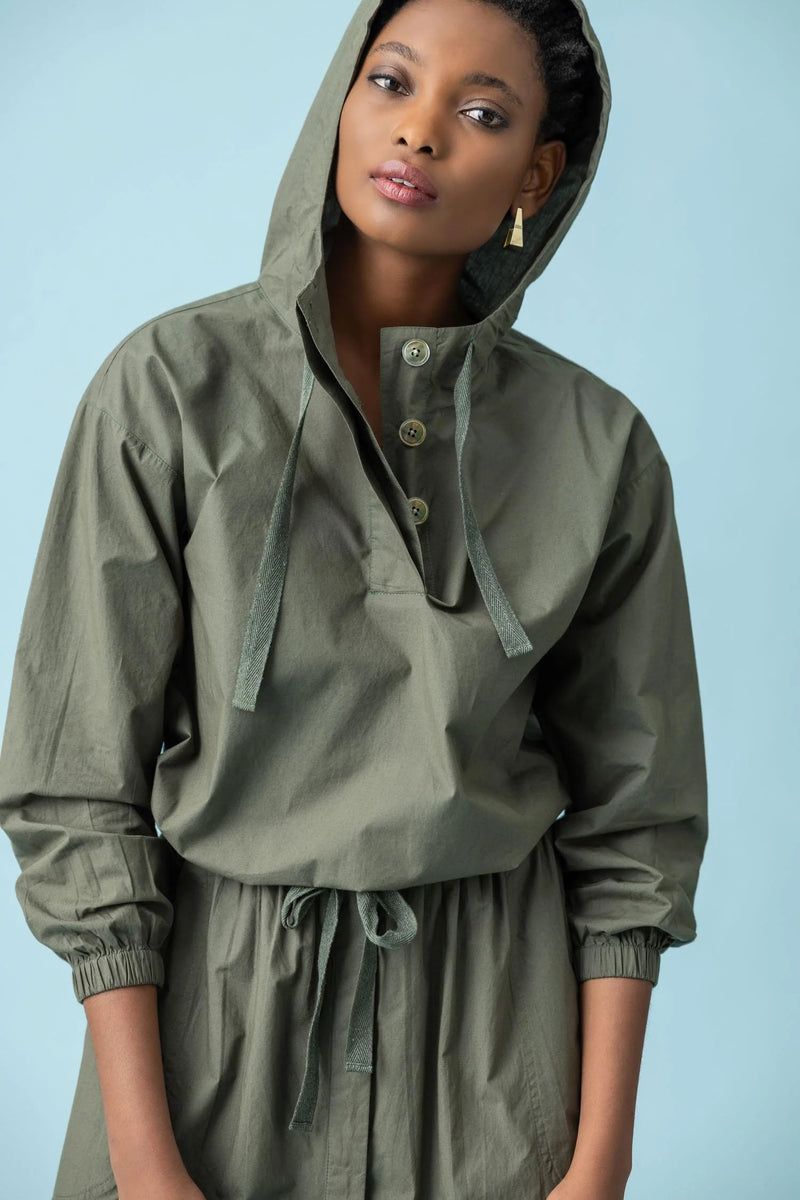 Poplin Hoodie: Kale