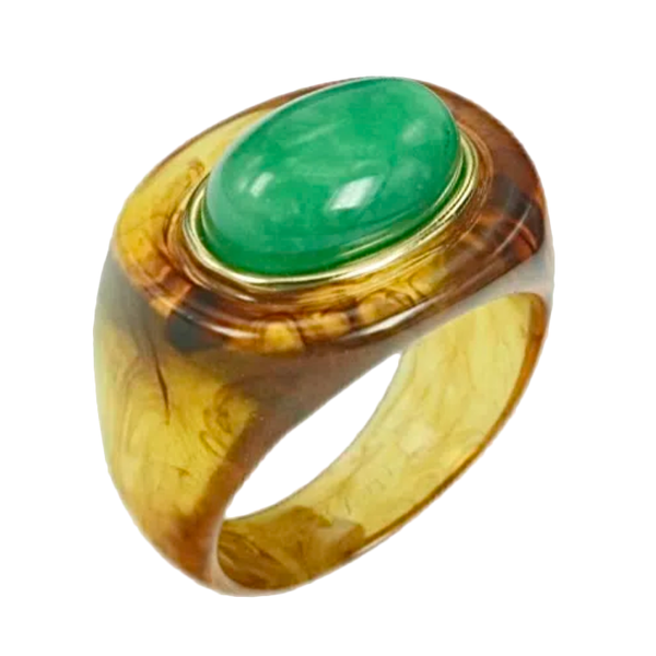 Green Quartz Firestone Resin Ring