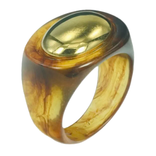 Gold Tortoise Shell Resin Ring