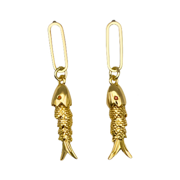 Ruby Eye Fish Earring