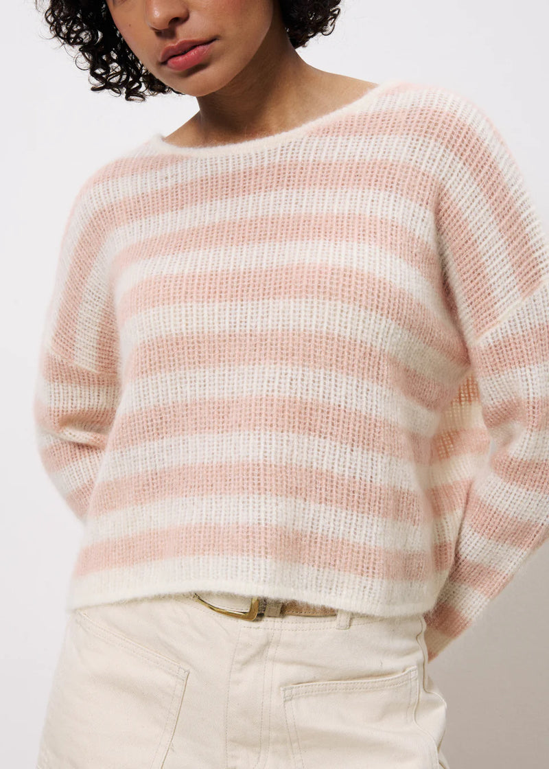 Women's Sweater in Blanc and Rose