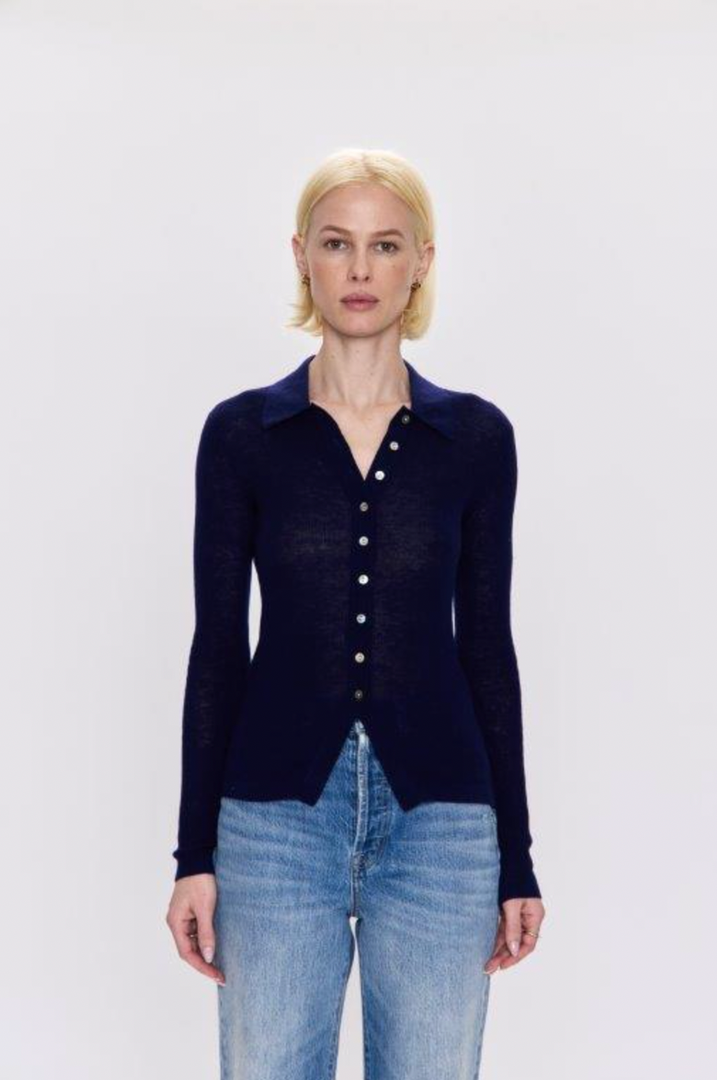 KOREY FITTED RIB CARDIGAN SWEATER