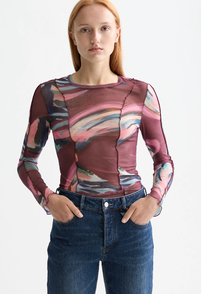 All Over Printed Mesh Long Sleeve