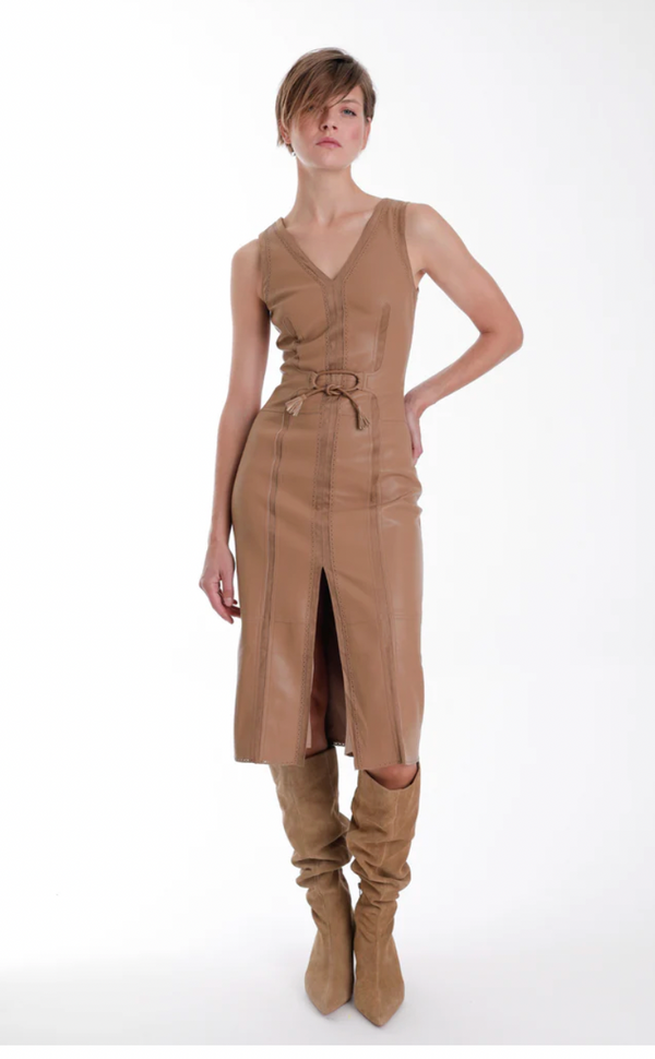Mona Vegan Leather Midi Dress