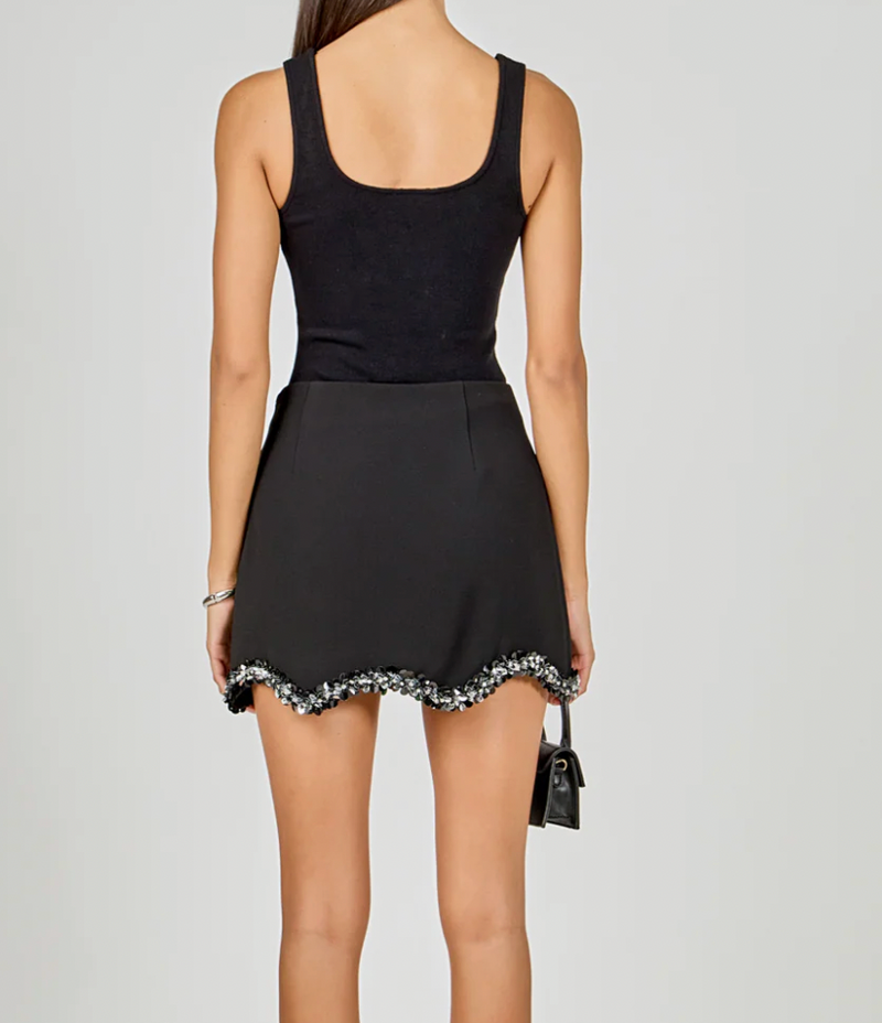 Jewel scalloped Trim Skirt