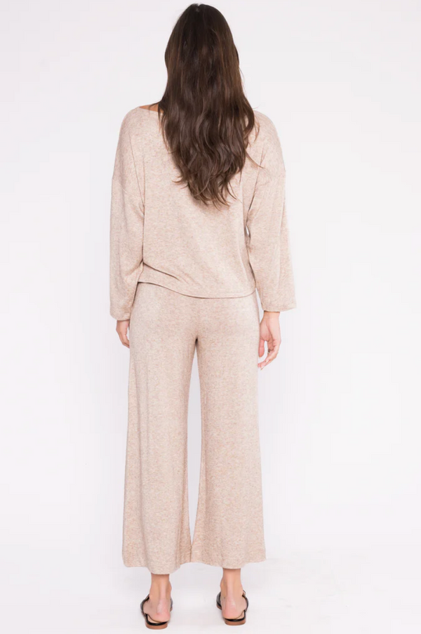 Oatmeal Sweater Knit Boat Neck Top