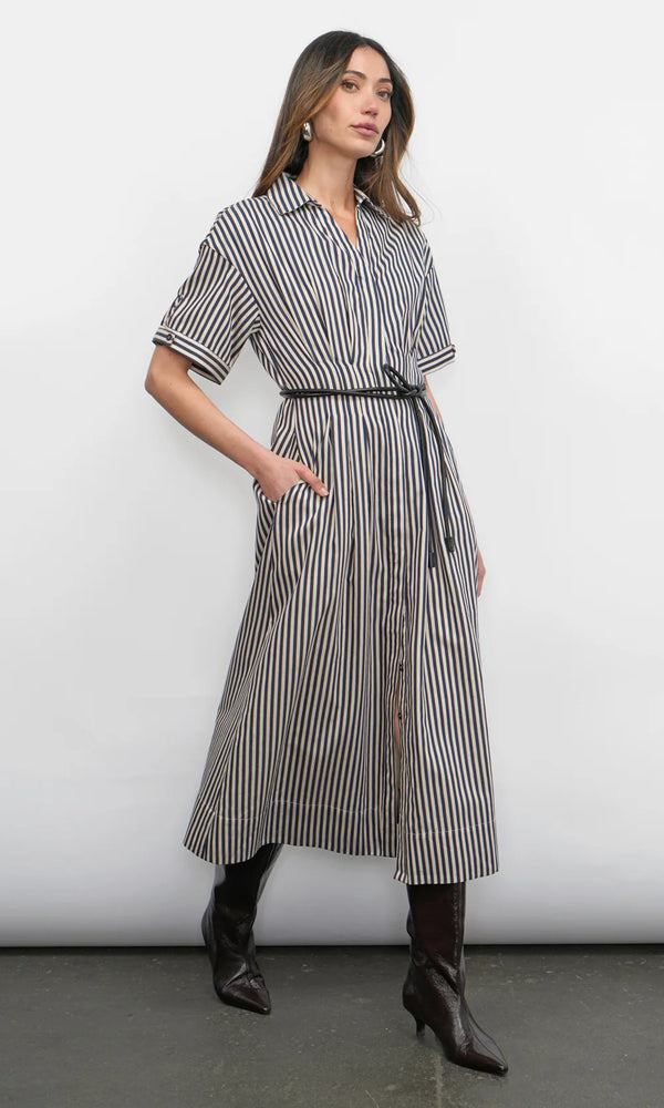 Vanisa Striped Midi Shirt Dress