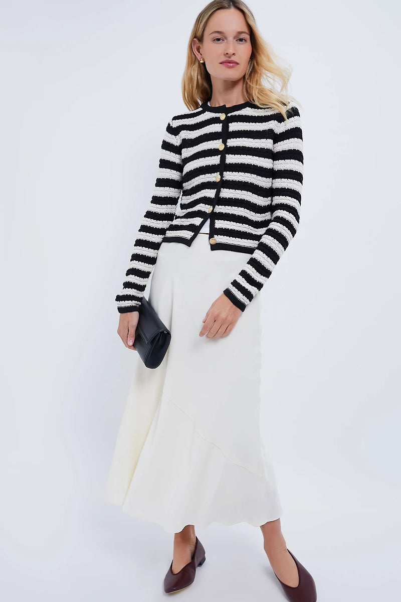 Crew Neck Stripe Cardigan