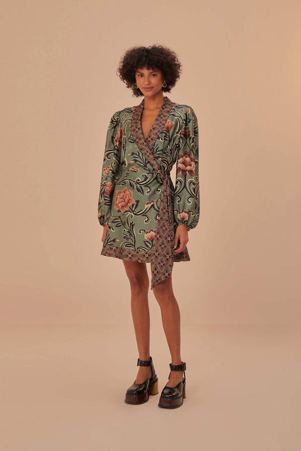 Arabesque Floral Green Mini Dress