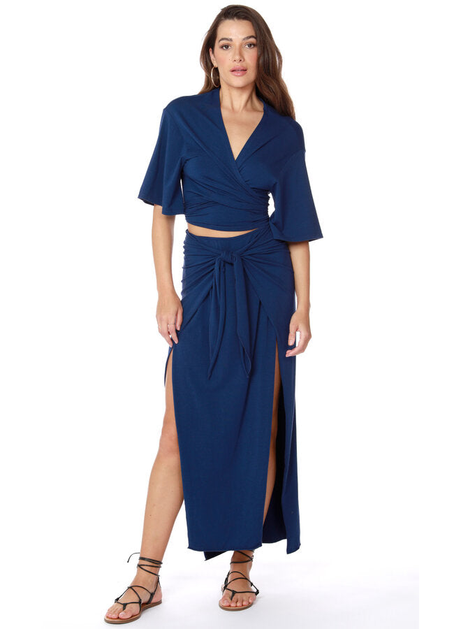 Tie Front Wrap Maxi Skirt