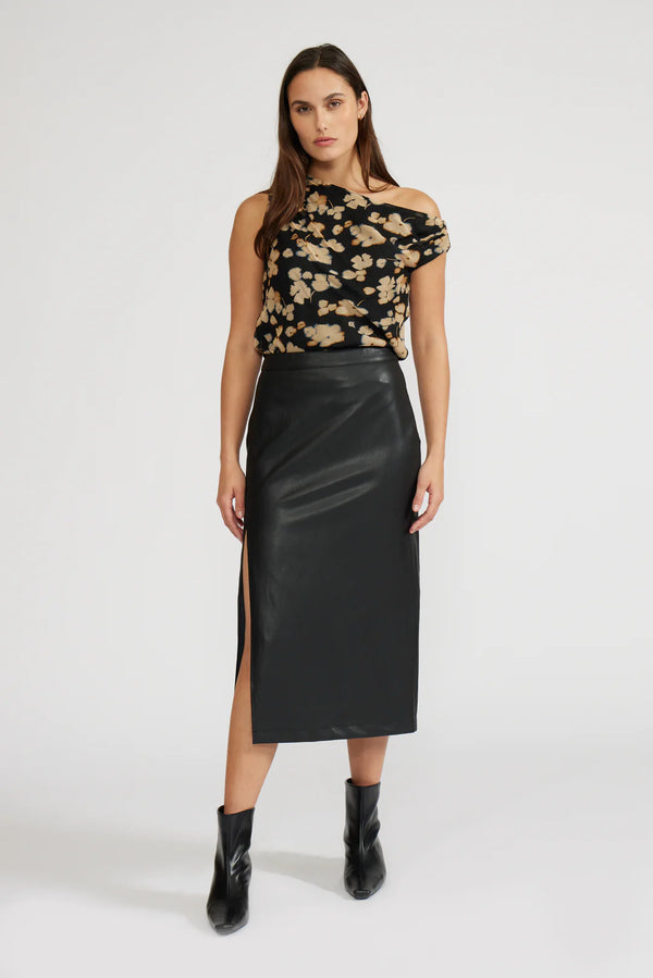 Cade Faux Leather Midi Skirt