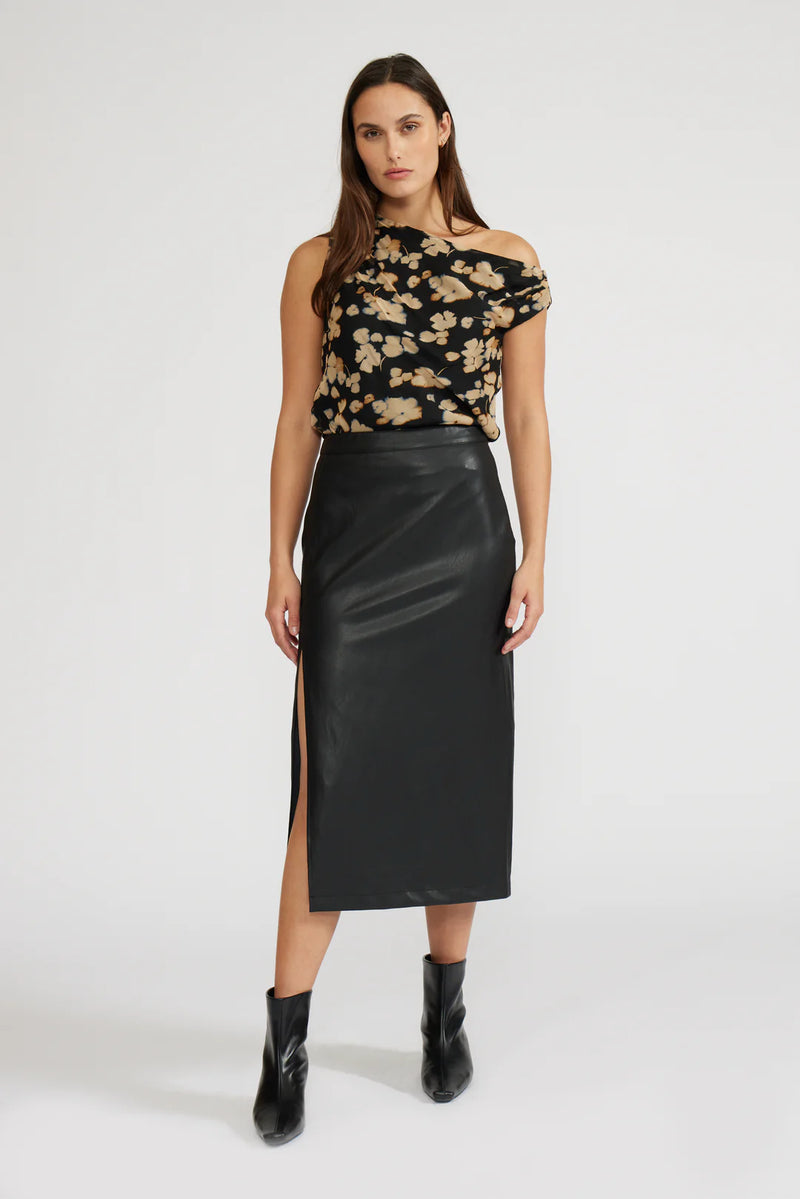 Cade Faux Leather Midi Skirt