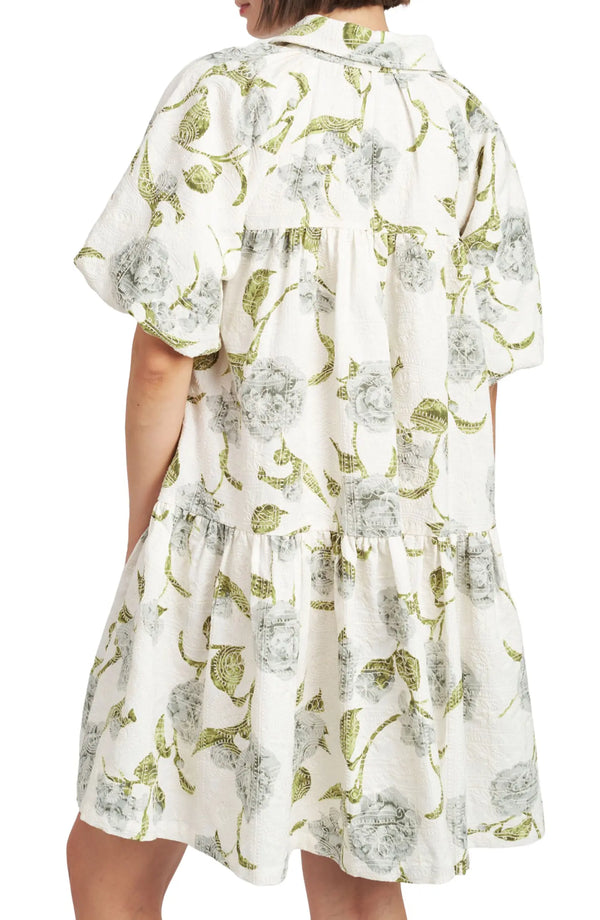 Embroidered Floral Shirt Dress