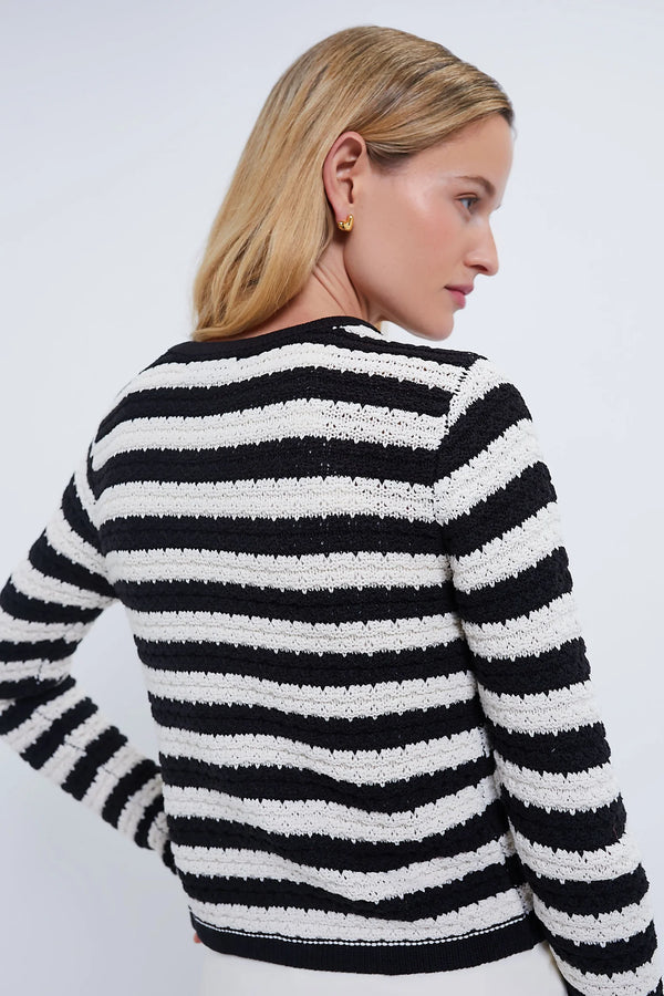 Crew Neck Stripe Cardigan