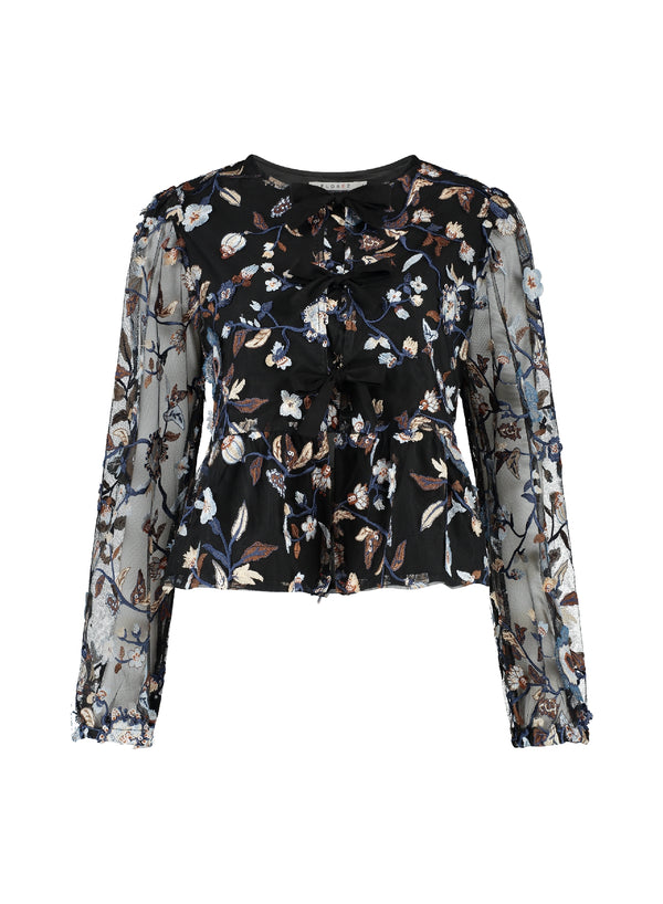 Black floral shirt