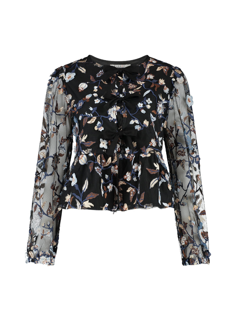 Black floral shirt