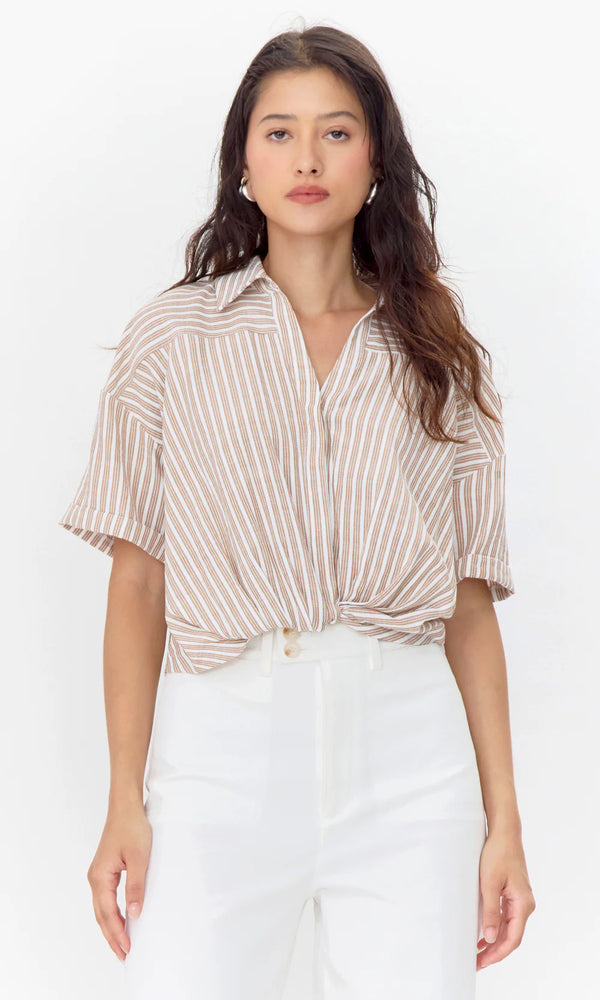 Maria Cropped Twist Front Shirt