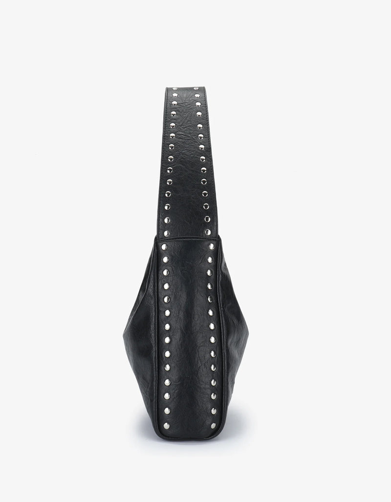 Pascal Shoulder Studded Bag in Black Nickel