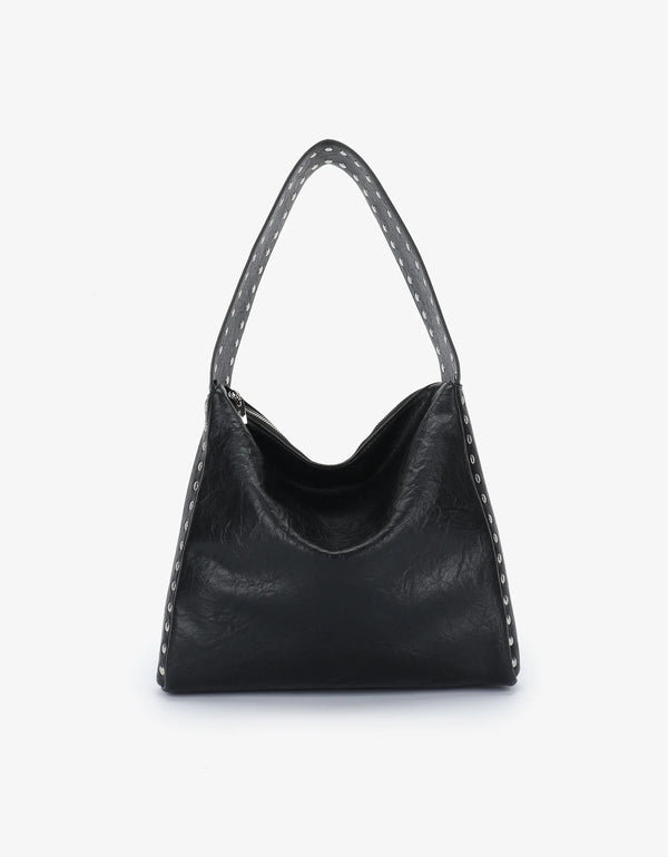 Pascal Shoulder Studded Bag in Black Nickel